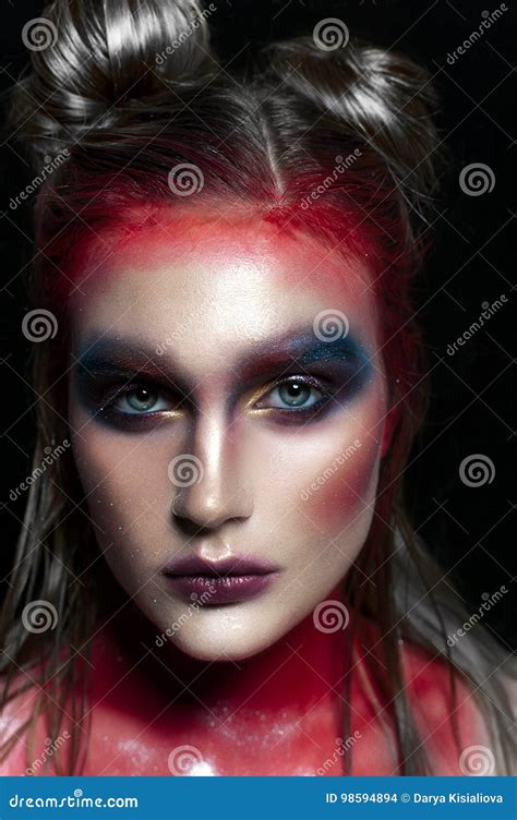 Beauty Close Up Portrait Of Beautiful Woman Model Face With Magic
