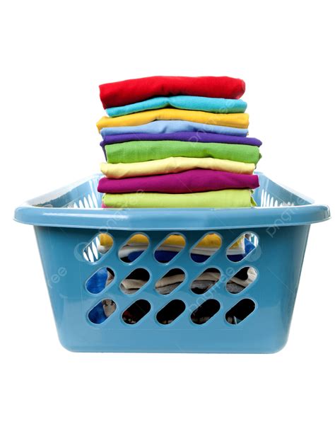 Laundry Basket With Folded Clothes Laundry, Isolated, Closeup, Pile PNG gambar png