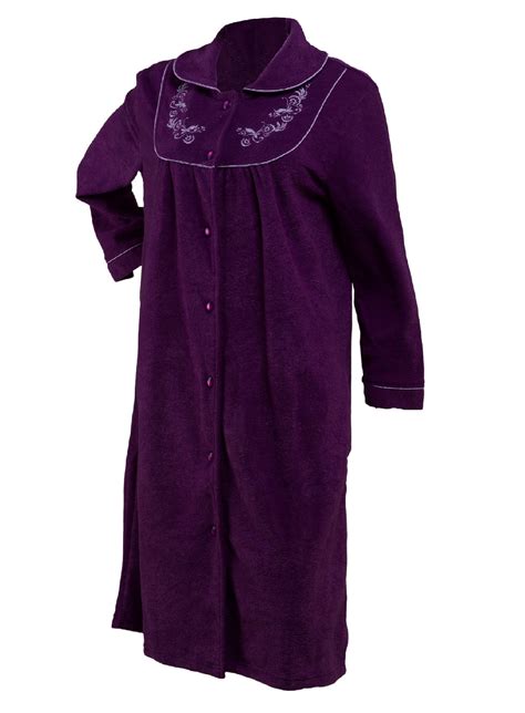 Dressing Gown Ladies Floral Button Up Robe Slenderella Boucle Fleece