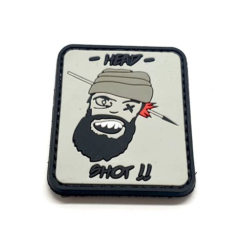 Head Shot Tactical Morale Pvc Patch Funny Airsoft Paintball Velcro