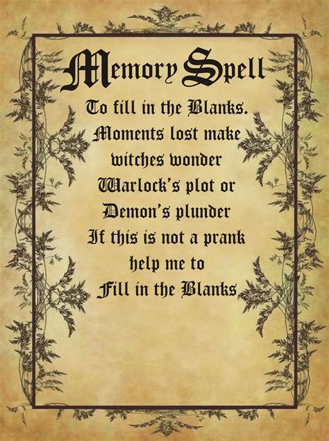 Memory Spell for Homemade Halloween Spell Book. | Halloween spell book, Witch spell book 