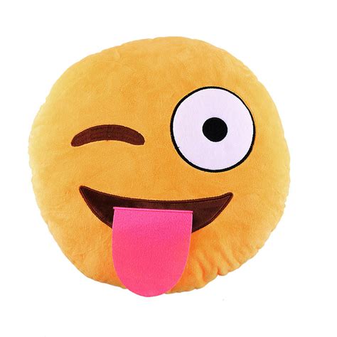 Stunning Soft Emoji Smiley Emoticon Round Cushion Stuffed Plush Toy