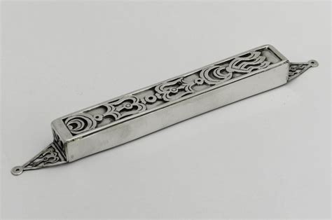 Silver Mezuzah Case With Cut Out Design Israel Center Of Judaica