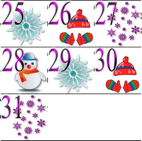 Winter Calendar Pieces Calendar Winter Theme Piecings