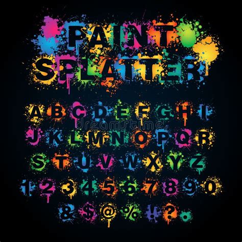 Colorful Paint Splatter Alphabet Stock Vector Illustration Of Stain