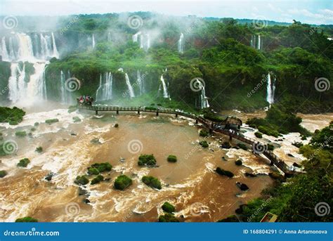The Amazing Iguazu Waterfalls In Brazil Beautiful Landscape With