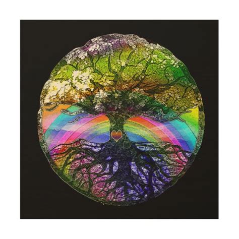 Tree Of Life With Rainbow Heart Wood Print Zazzle