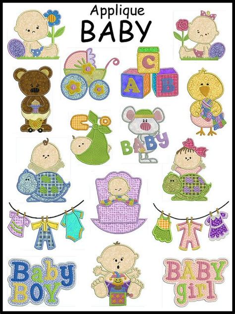 Set Of 16 Baby Machine Applique Embroidery By Embroiderquilt 900