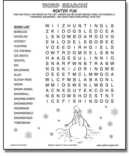 Word Search Winter Fun