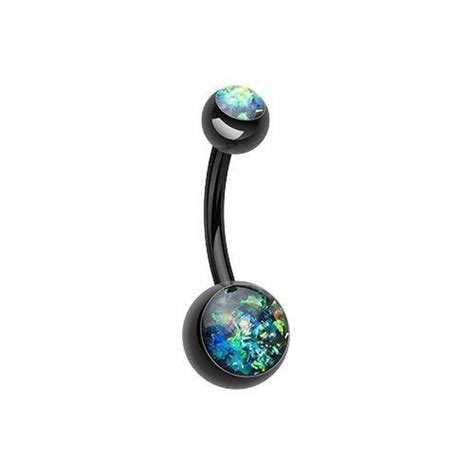 Opal Glitter Shower L Surgical Steel Belly Button Ring Belly Button