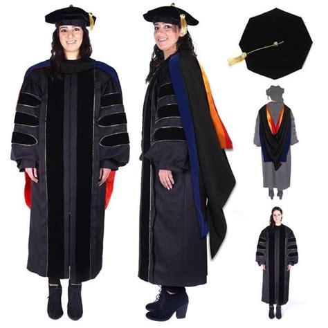 Two People In Graduation Gowns And Caps One Is Wearing A Black Cap And