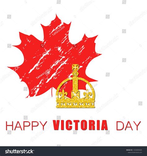 Happy Victoria Day Card With Maple Leaf And Crown Victoria Day