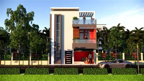 25x35 Feet Low Budget House Design With Shop Front Elevation 3bhk House