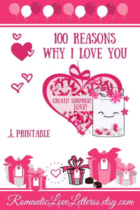 Printable 100 Reasons I Love You Note Cards Long Distance Relationship