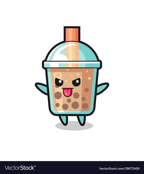 Naughty Bubble Tea Character In Mocking Pose Vector Image
