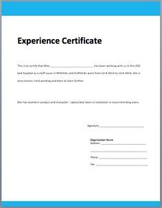 job experience certificate format job experience