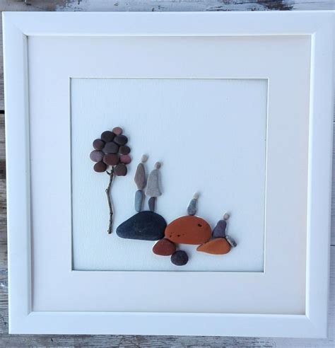 Pebble art family4 big, Family gift, Anniversary family4, New home, wall art , pebble picture ...