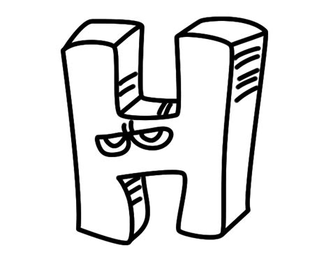 The Letter H With Eyes Drawn In Black And White