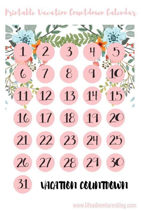Free Printable Countdown Calendar Template Customize Online Printable