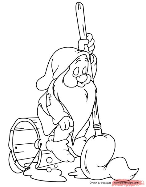 Sleepy Seven Dwarfs Coloring Pages Sketch Coloring Page