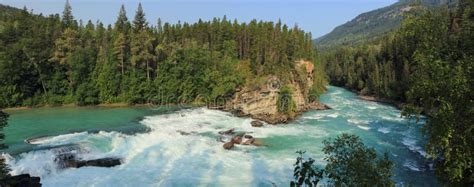 Mount Robson Provincial Park Landscape Panorama Of Rearguard Falls In