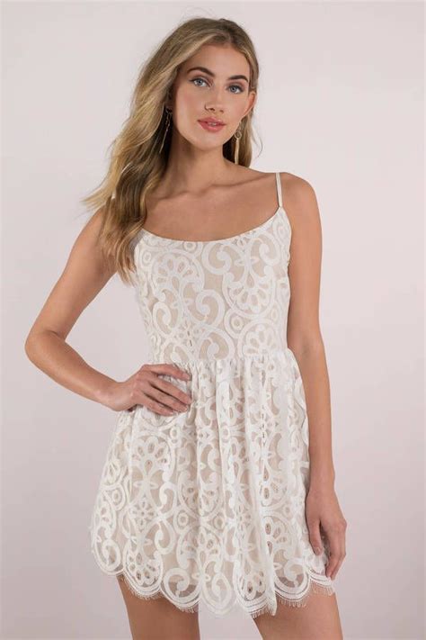 Bella Lace Skater Dress In White White Lace Skater Dress Lace White