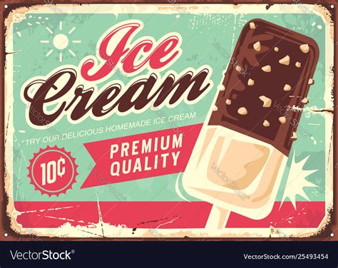 ice cream vintage tin sign royalty free vector image
