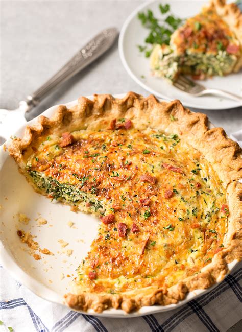 Basic Cheesy Spinach Quiche With Bacon The Chunky Chef