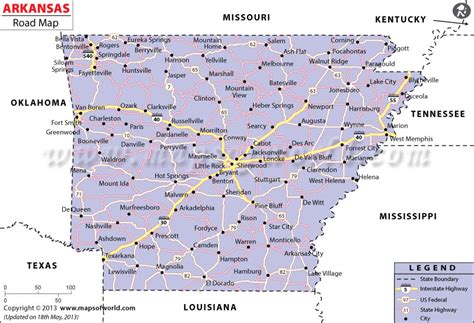 Arkansas Road Map Road Network In Arkansas
