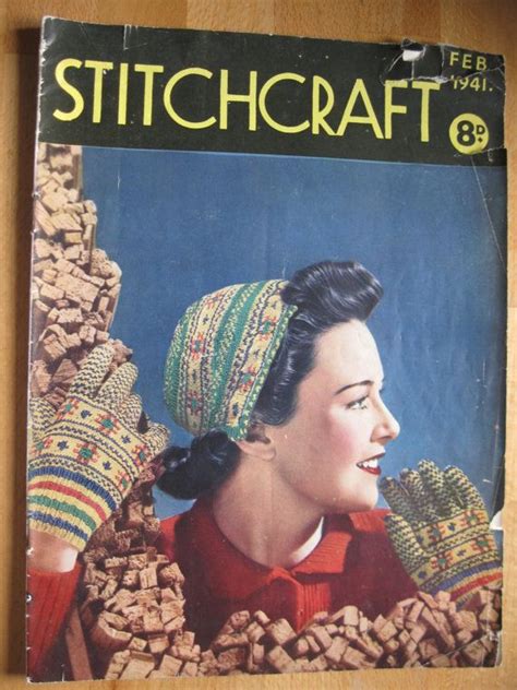 Stitchcraft февраля 1941 Урожай 1940 х годов журнал Wartime Ww2