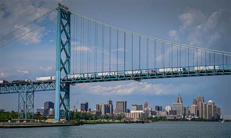City Skyline And Ambassador Bridge Over The Detroit River Detroit Mi A Photo On Flickriver