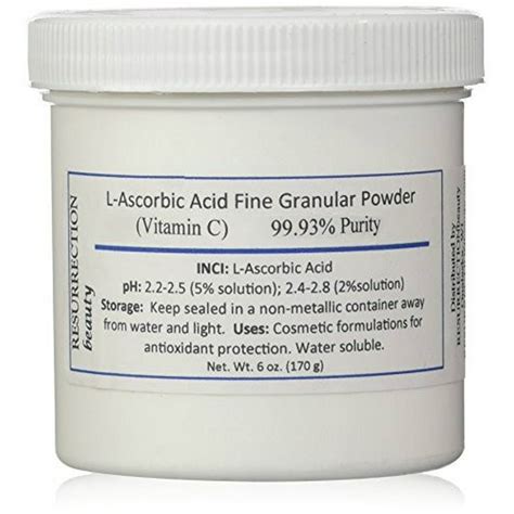 L Ascorbic Acid Powder Vitamin C 6 Oz Jar