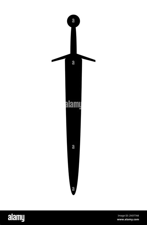 Sword Silhouette Vector Illustration Of Medieval Sword On A White