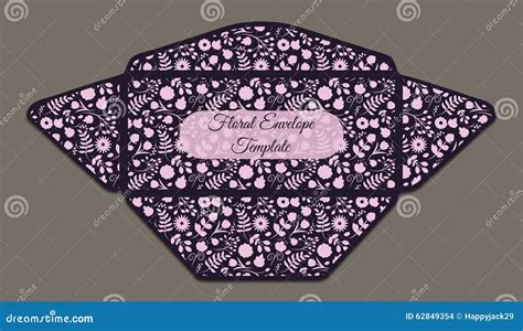 Envelope Template With Floral Pattern Stock Vector Illustration Of