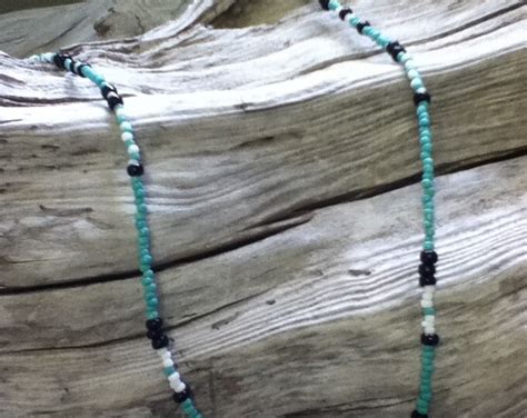 Handmade Turquoise Seed Bead Necklace Etsy