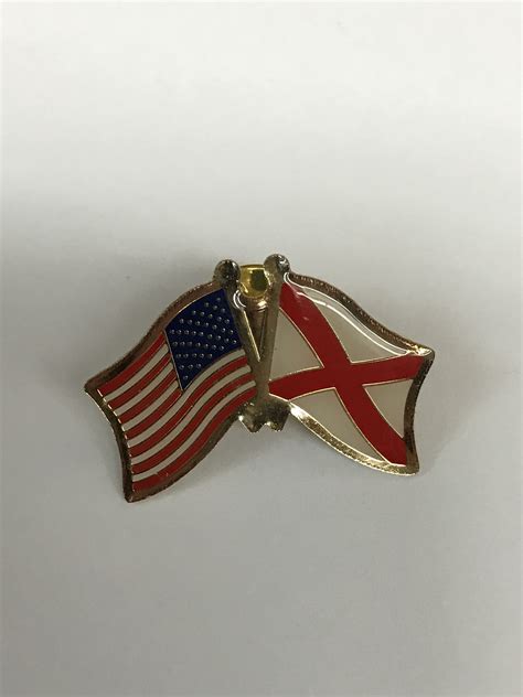 Alabama State And Usa Flags On Lapel Pin