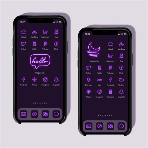 Purple Neon App Icons Neon Aesthetic Ios 14 Icons Iphone Etsy