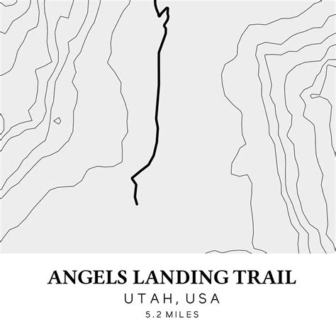 Angels Landing Trail Topographic Map Printable Angels Landing Etsy
