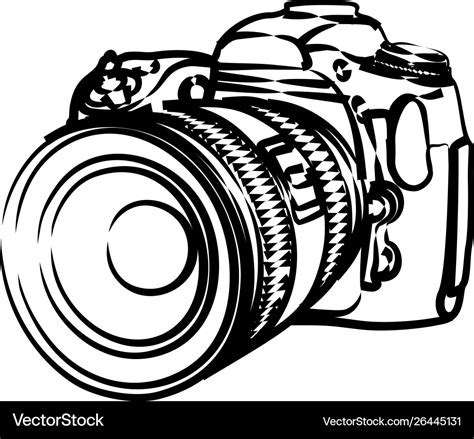 Sketch Slr Camera Royalty Free Vector Image Vectorstock