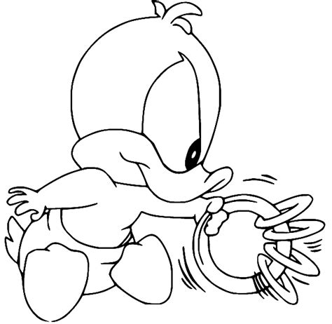 Coloriage De Bébé Daffy Duck Jouant Avec Un Jouet Coloriages Gratuits
