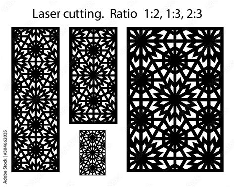 Cnc Template Set Laser Pattern Set Of Geometric Decorative Vector