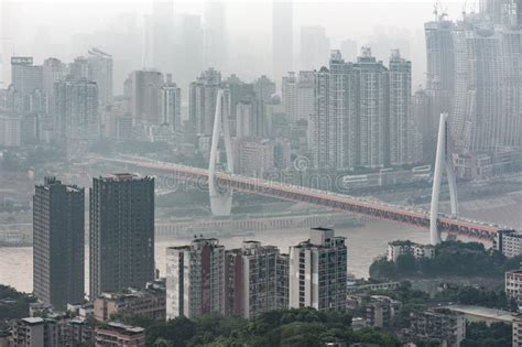 Chongqing Skyline Aerial View In Fog Editorial Stock Image Image Of