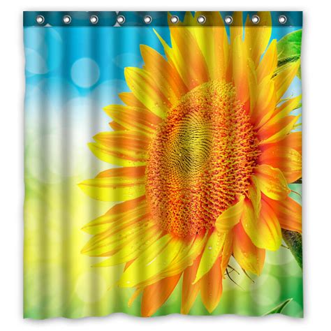 Ykcg Summer Sunflower Filed Landscape Waterproof Fabric Bathroom Shower