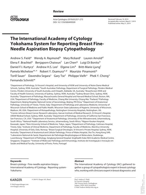 Pdf The International Academy Of Cytology Yokohama System For