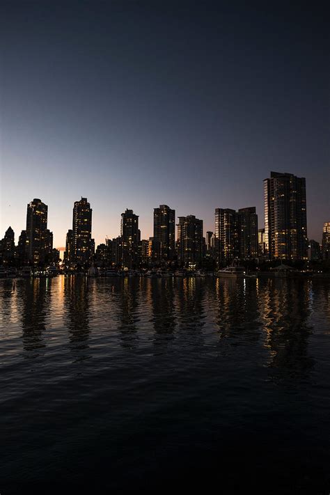 Vancouver Cities Rivers Sky Reflection Canada Skyscrapers