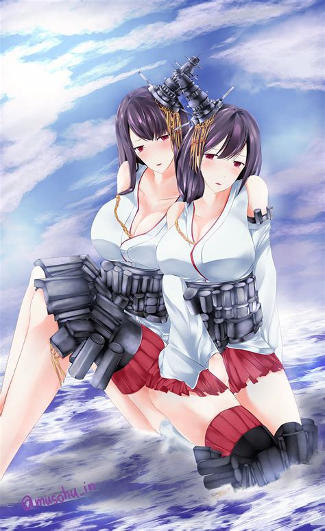 обои аниме Аниме девушки Коллекция Kantai Yamashiro KanColle Fusou KanColle длинные