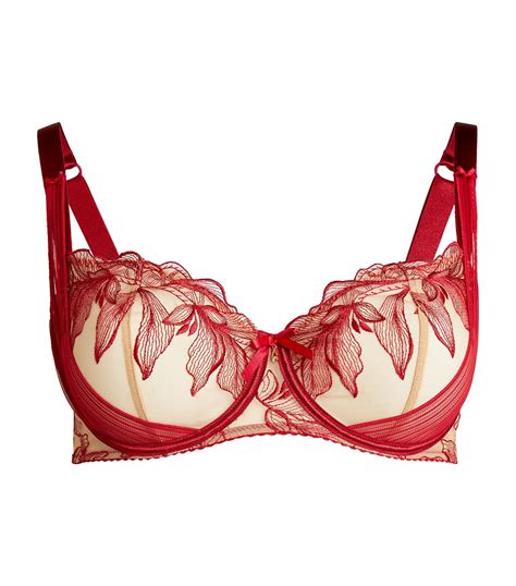 Aubade Red Fleur De Tattoo Half Cup Lace Bra Harrods Uk