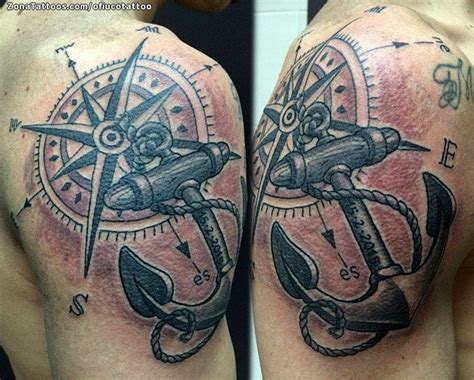 Compass Rose Anchor Tattoo