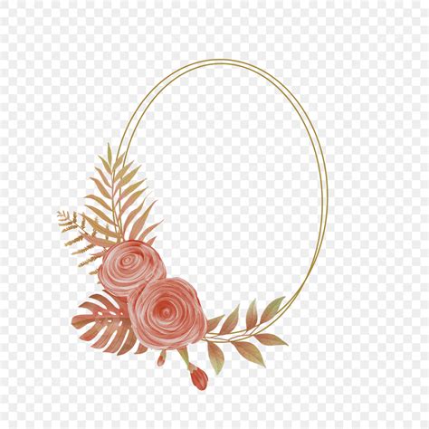 Watercolor Boho Flowers Png Transparent Golden Circle Frame With