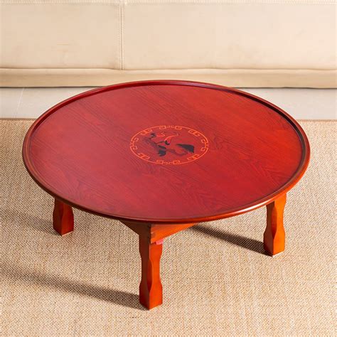 Asian Style Antique Round Table Folding Legs 90cm Living